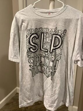 SLP Speech Therapy Graphic Tee - Light Gray Size 2XL